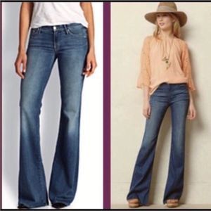 Paige Robertson Dark Fade Mid Rise Wide Leg Jeans Size 27